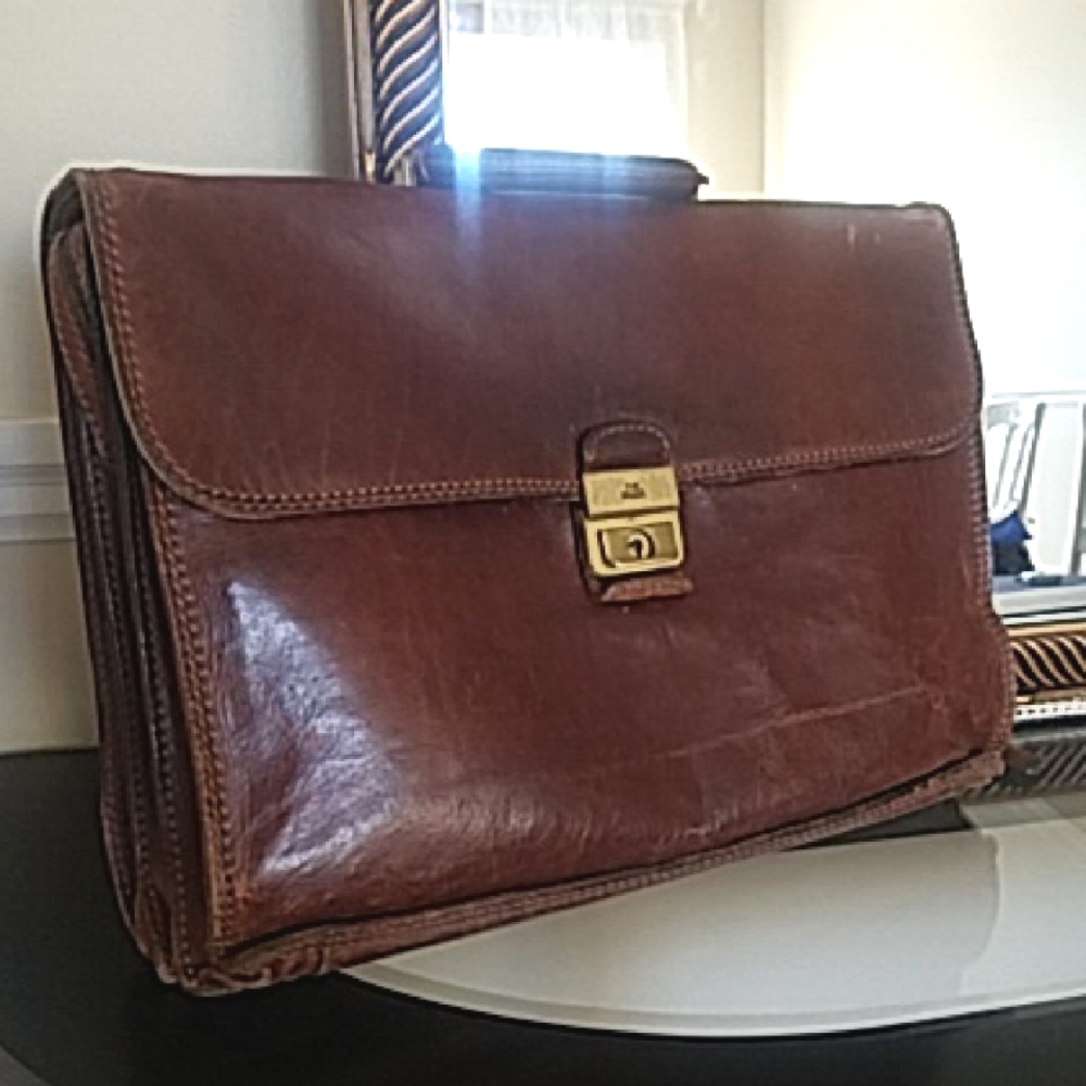 The Bridge Vintage Distressed Leather Briefcases Bag With Key